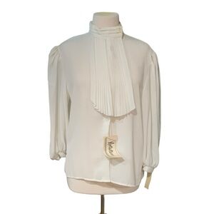 ❤️NWT Vintage Notations Blouse sheer white size 16